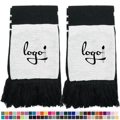 Double Sided Knit Scarf With Fringe